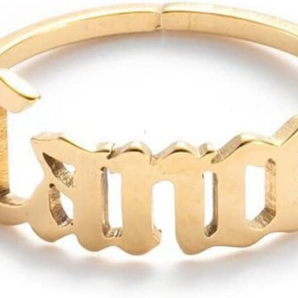 Constellation Rings for Women, 12 Zodiac Old English Letter Adjustable Stainless - Picture 2 of 2